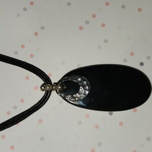 Silpada Onyx Leather Sterling Silver Accents